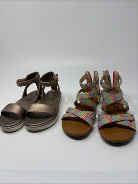 art class Girls Rainbow RhinestoneSandals & MIA Bronze Ankle Strap Sandals